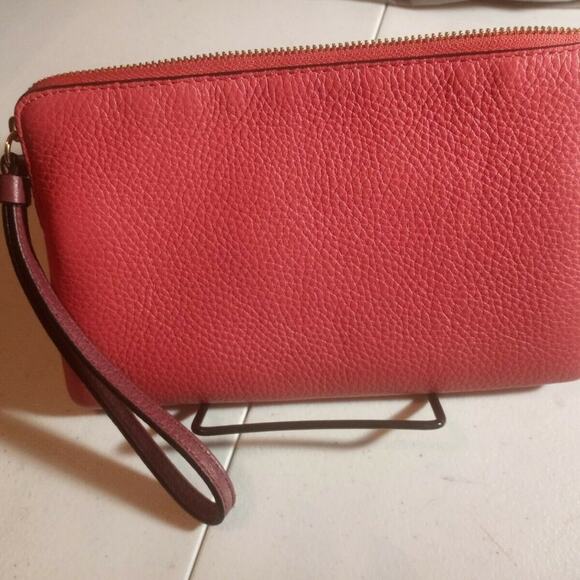 COACH Bag Poppy Vintage Mauve Zip Wristlet Horse C - Picture 6 of 7